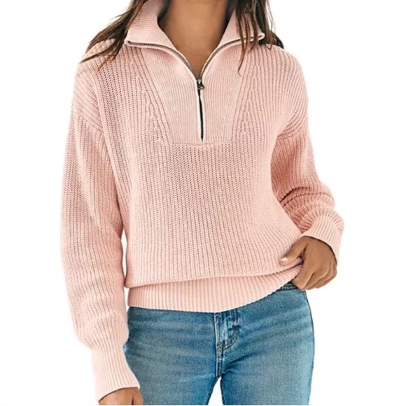 Faherty Women's Pink Half-Zip Sweater - Picture 7 of 7